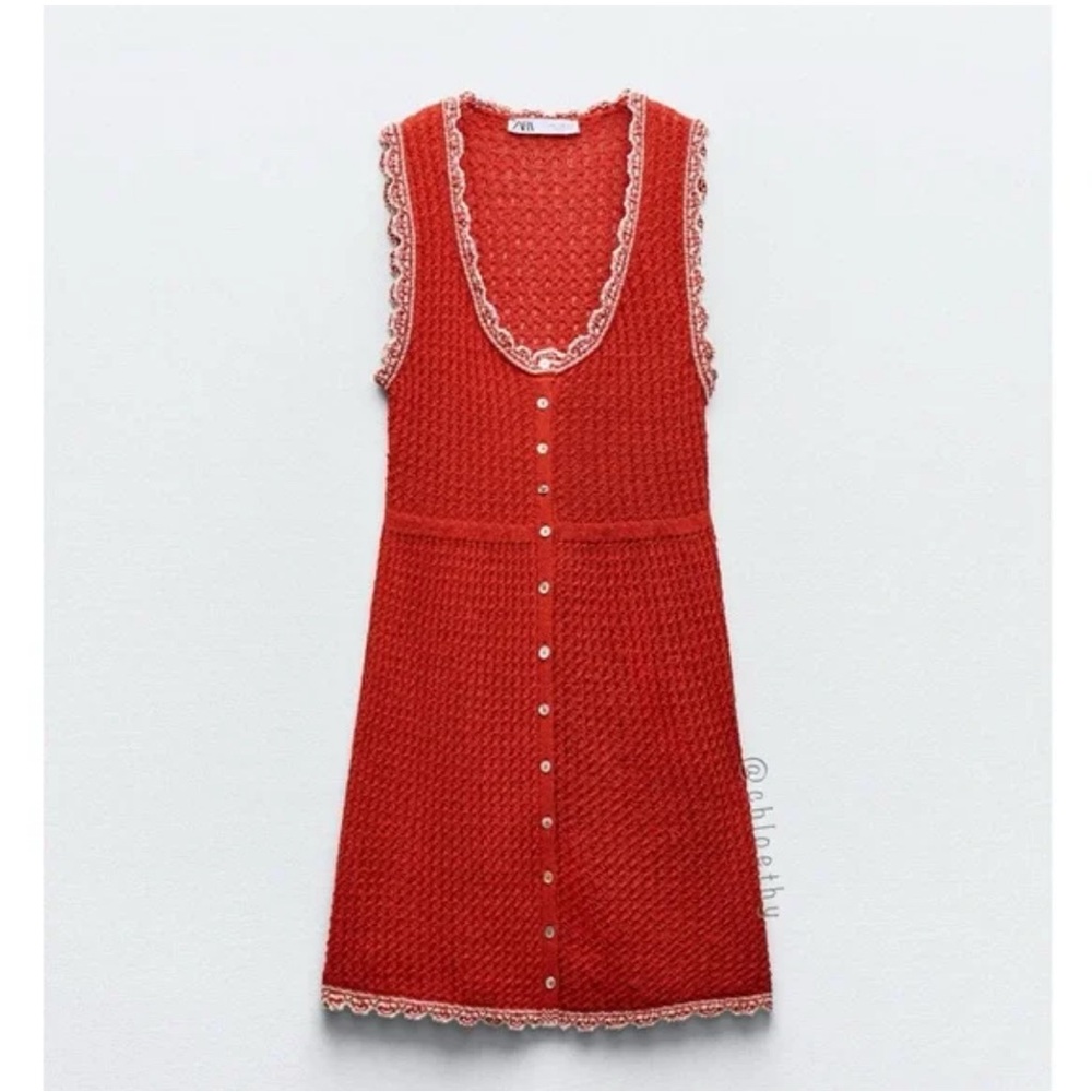 Zara POINTELLE KNIT MINI DRESS